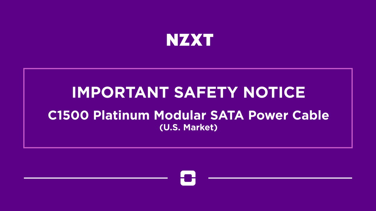 NZXT Important Safety Notice card for the C1500 Platinum modular SATA power cable, U.S. market
