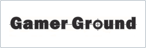 The words Gamer Ground in bold black text, with a crosshair symbol integrated into the letter o in Ground on a white background.