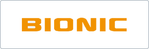 The word BIONIC is written in bold, orange, uppercase letters on a white background with rounded corners.