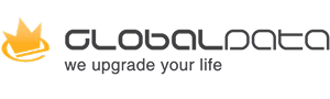 Logo for GlobalData featuring a stylized golden crown with a swoosh, the word GLOBALDATA in sleek black font, and the tagline we upgrade your life below.