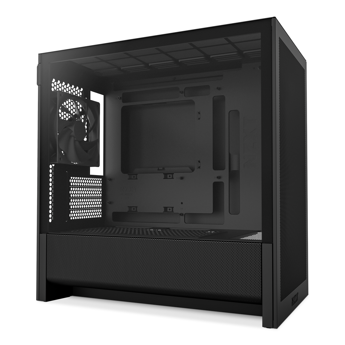NZXT H3 Flow case in black, angled front view