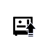 A black and white icon of a cloud with an upward-facing arrow beneath it, representing uploading or transferring data to the cloud.