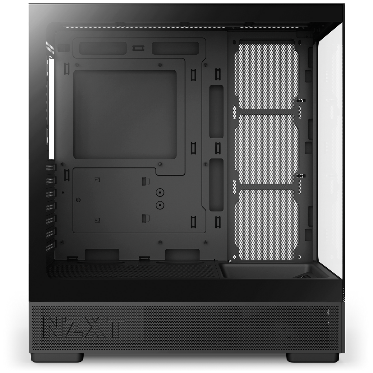 NZXT S5 RGB Deluxe black, left side view of the chassis interior