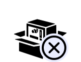 A simple icon of a folder with a large X symbol in a circle at the bottom right, representing deletion, removal, or unavailable files.