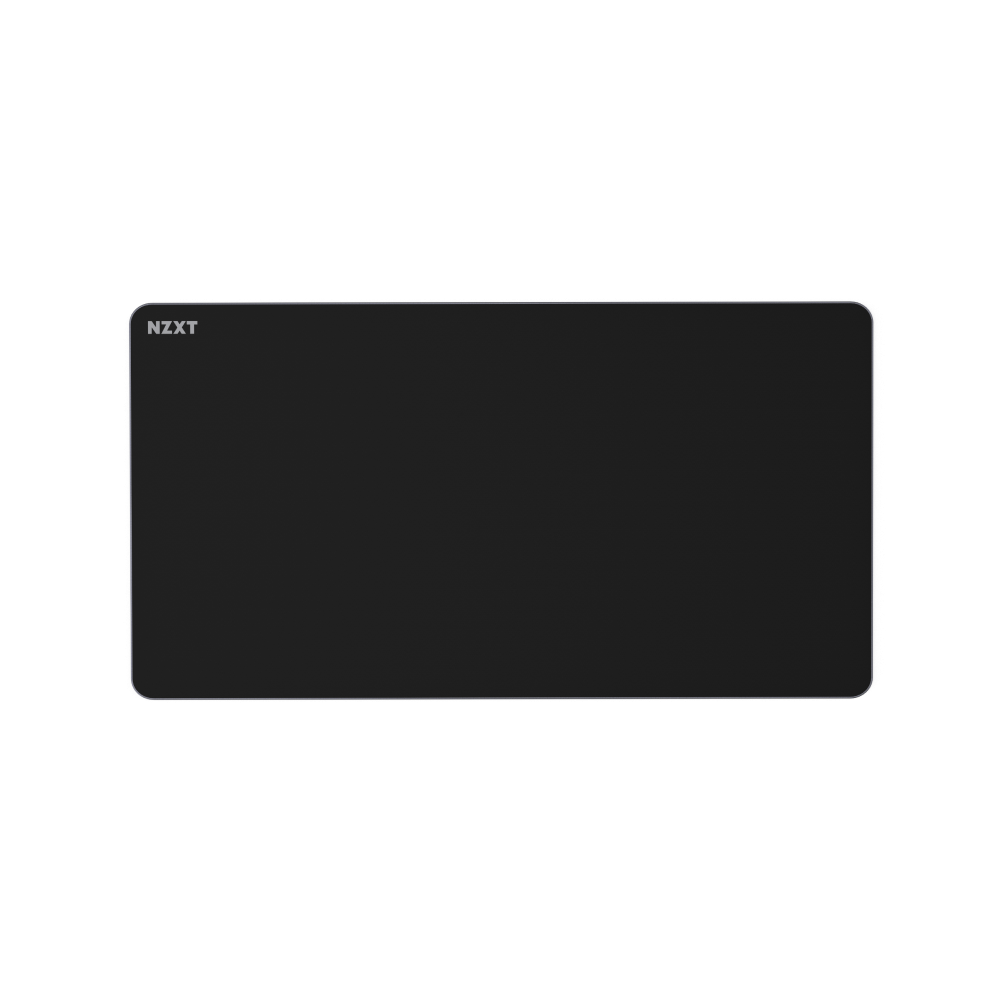 The NZXT Zone Elite XL is a large, rectangular black desk mat with rounded corners and the white NZXT logo at the top left. It features an ultra-smooth surface and is displayed on a white background.