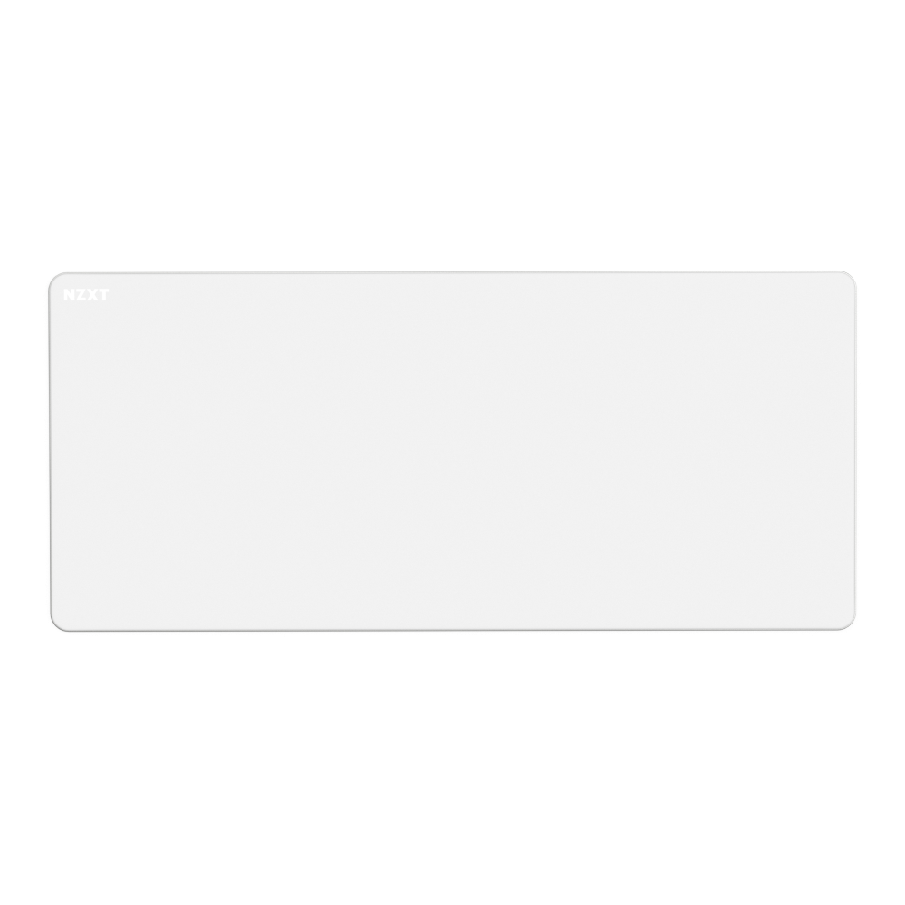A large, rectangular, light gray card with rounded corners features NEXT in small white text at the top left. Reminiscent of an NZXT Zone 2XL mousepad, it casts a soft shadow for a subtle 3D effect on a white background.