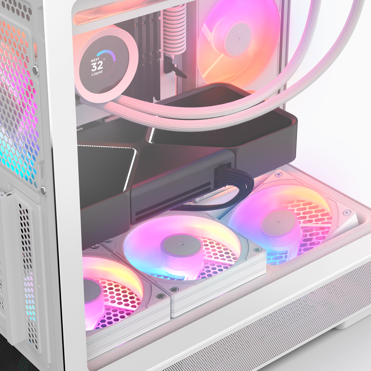 NZXT S5 RGB graphics card bay lit, with 415 mm of GPU clearance
