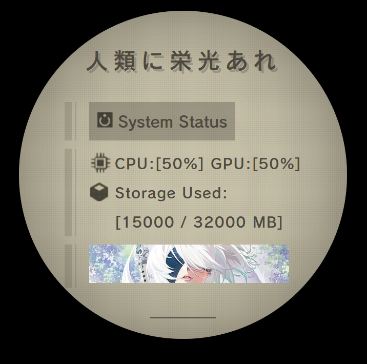 Ekran Krakena w stylu NieR:Automata z użyciem CPU, GPU i pamięci masowej