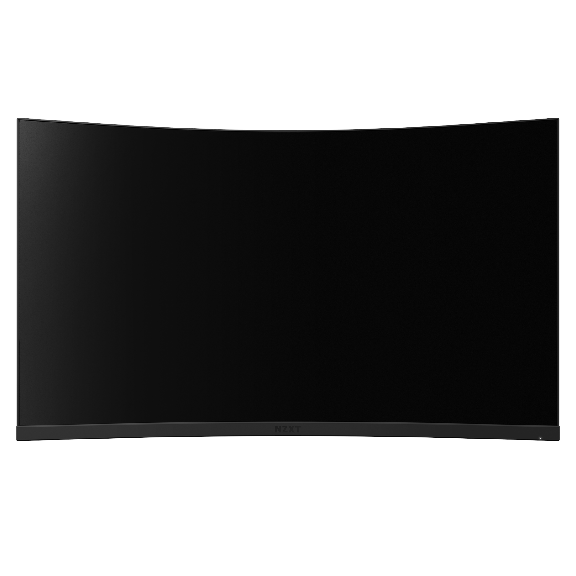 The NZXT Canvas 32Q Curved with Arm is a black Quad-HD curved widescreen monitor with a thin bezel, shown on a plain white background.
