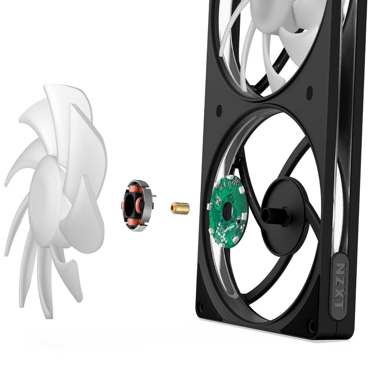NZXT F140 RGB black, exploded component view