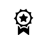 A person sits at a desk using a laptop, with three small dots above the screen indicating communication or messaging. The simple black-and-white icon style suggests remote work or online communication.