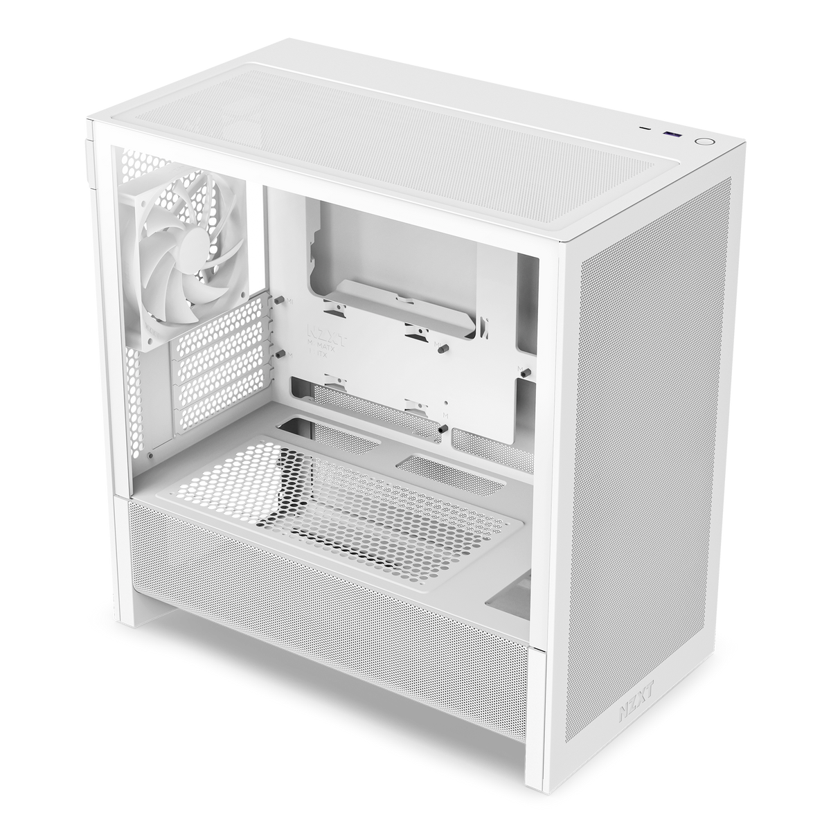 NZXT H3 Flow case in white, 45-degree top view