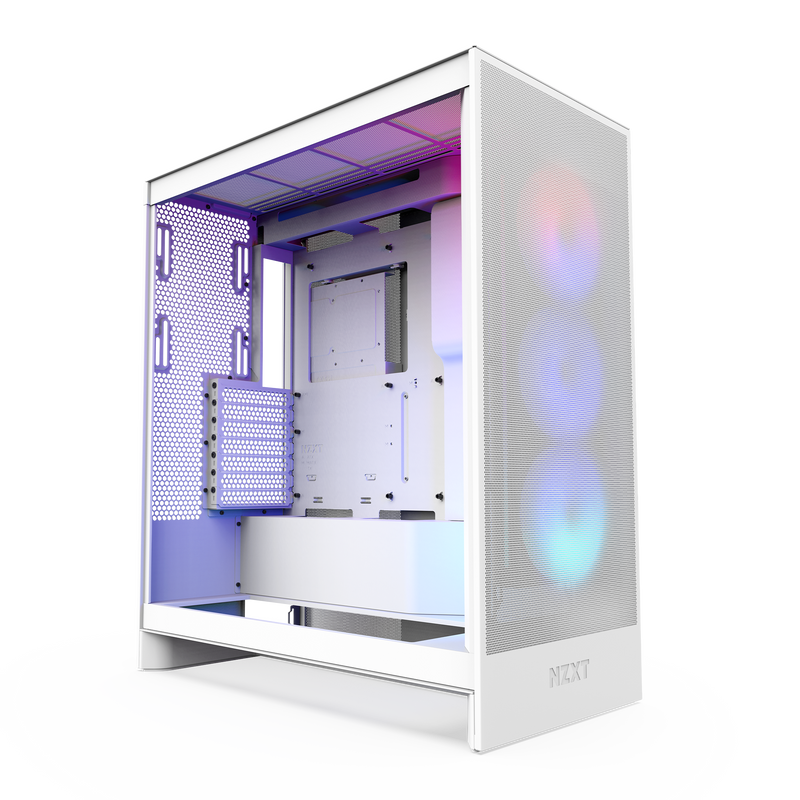 NZXT H7 Flow RGB white, interior with fans lit