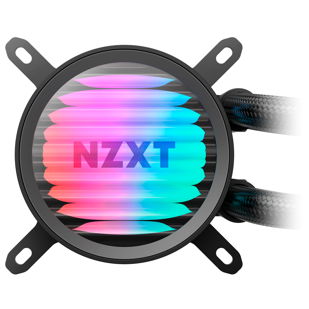 NZXT Kraken Core 360 RGB, front view of the infinity-mirror pump cap