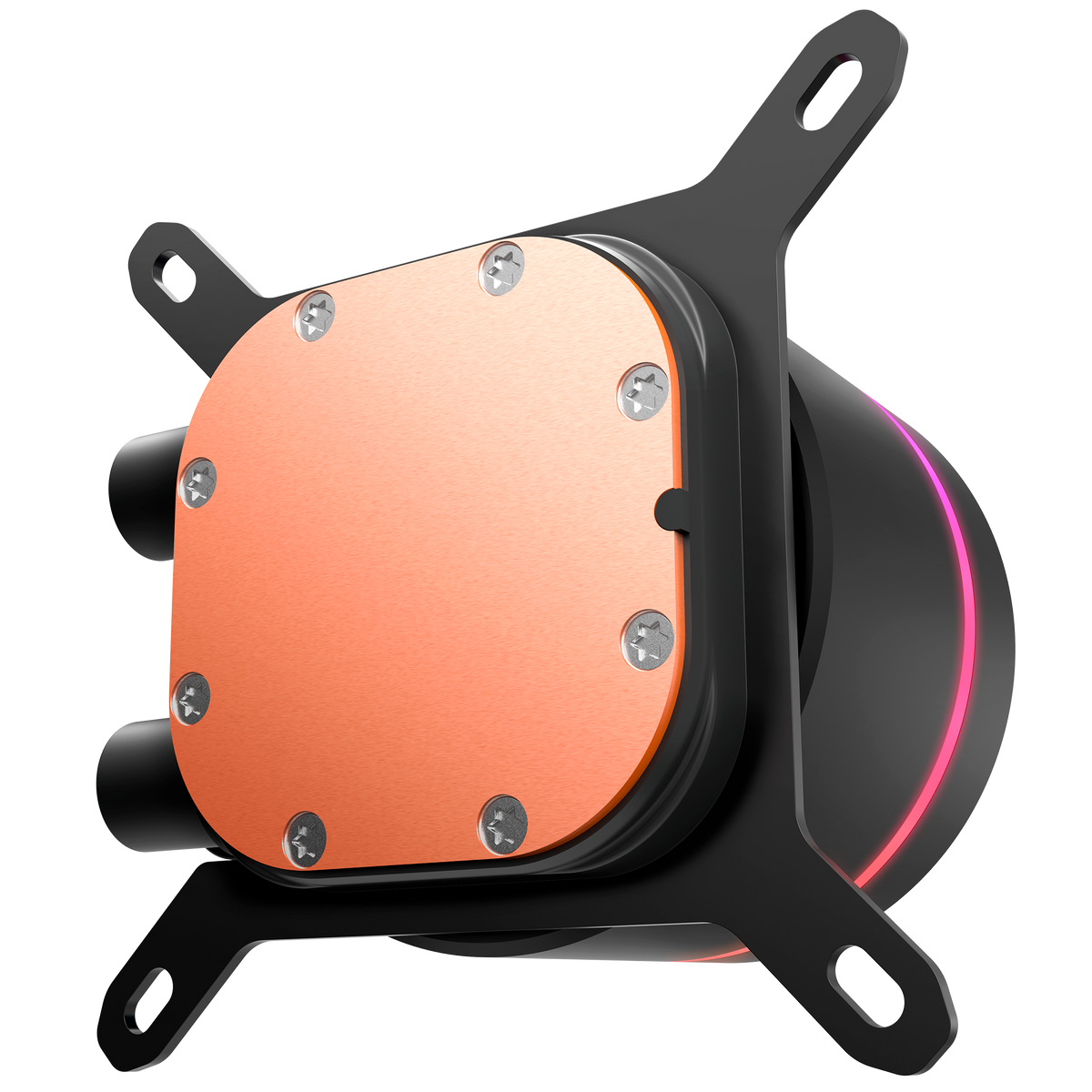 NZXT Kraken Core 360 RGB, underside of the pump showing the copper cold plate