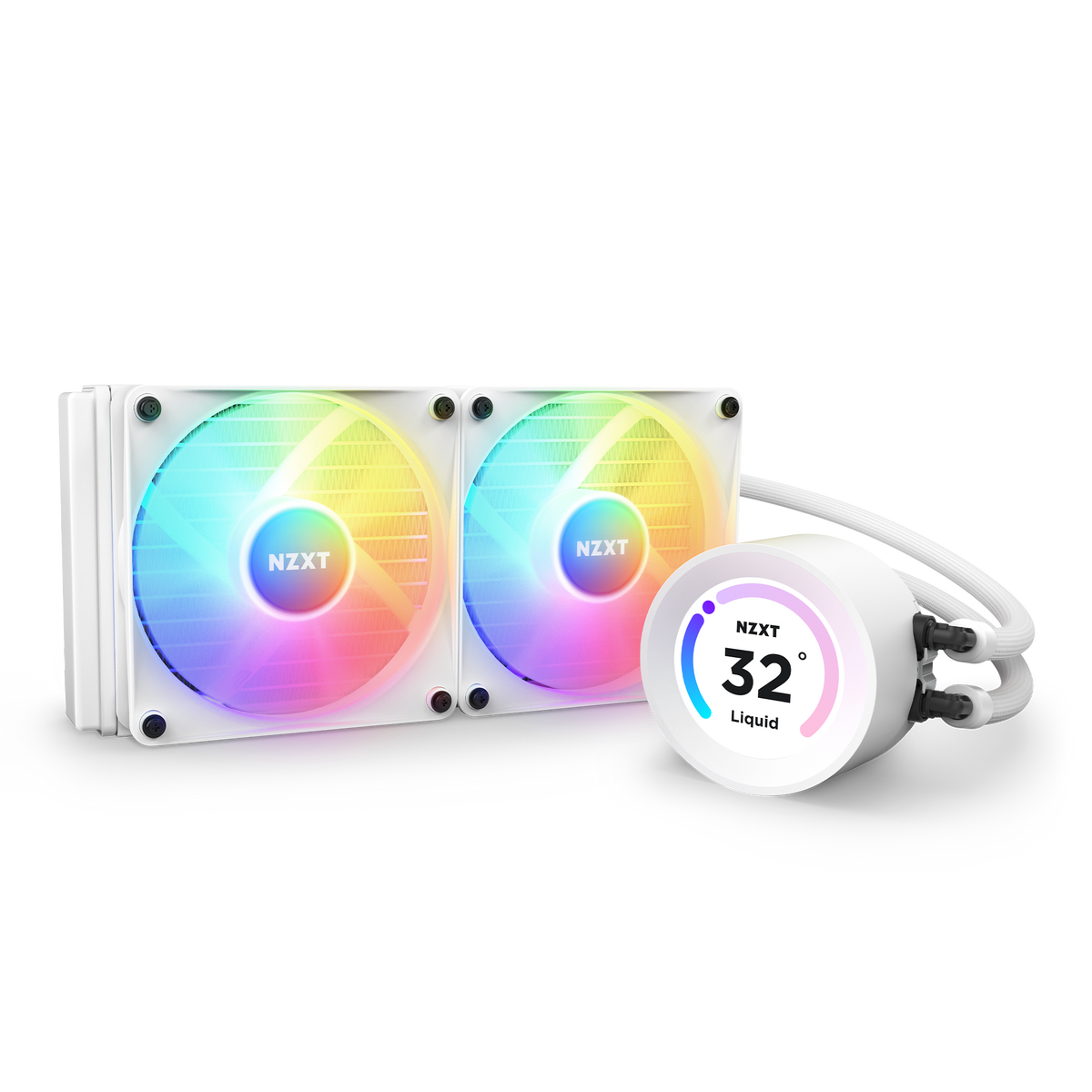 NZXT Kraken Elite 240 RGB white, three-quarter view