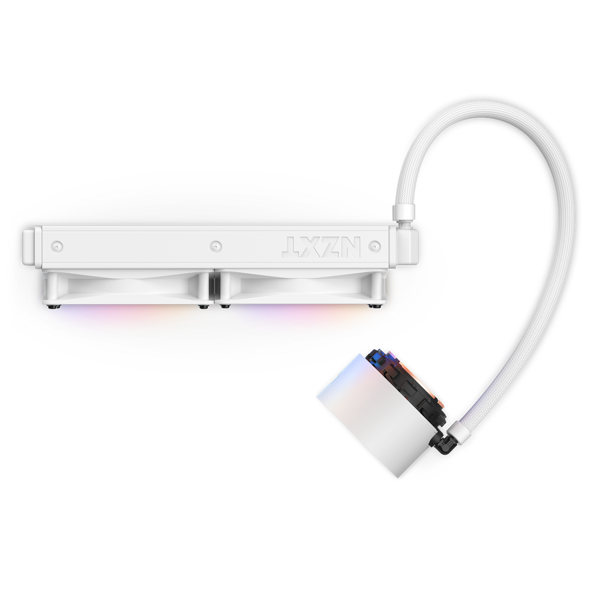 NZXT Kraken Elite 240 RGB white, radiator and pump detail