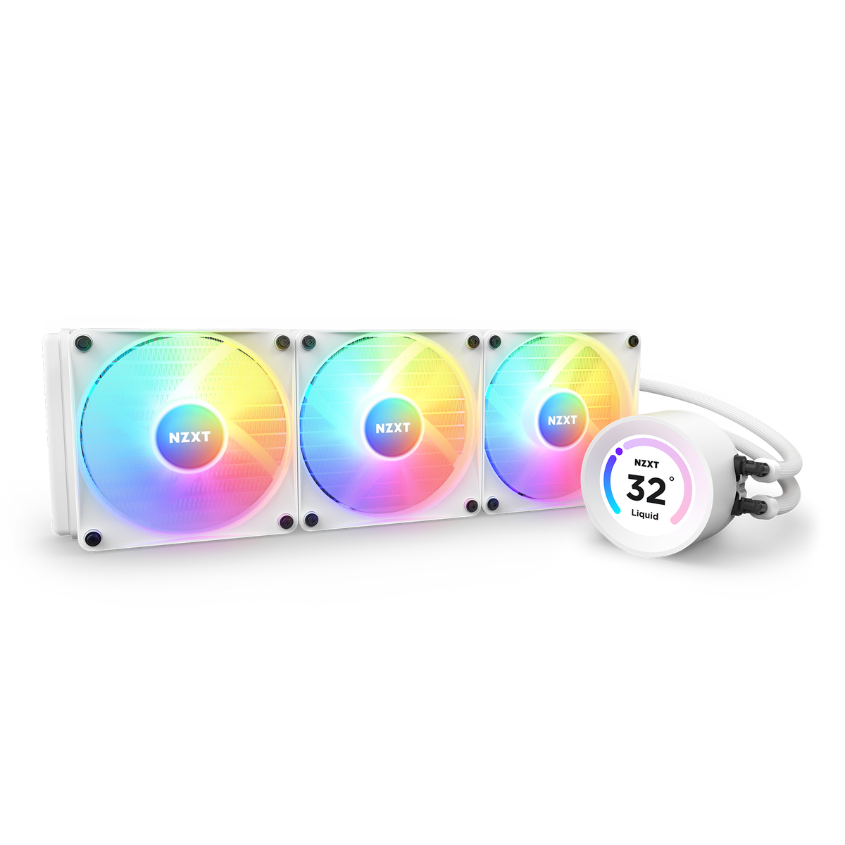 NZXT Kraken Elite 360 RGB white, three-quarter view