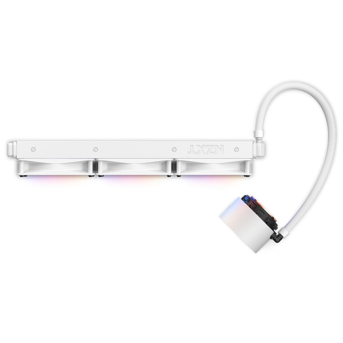 NZXT Kraken Elite 360 RGB white, radiator and pump detail