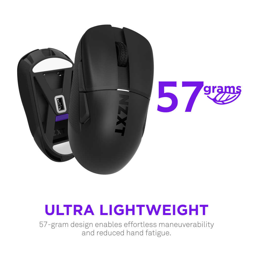The NZXT Function Elite MiniTKL + Lift Elite Wireless, a 57g black mouse, features NZXT Magnetic Switches with adjustable actuation for an ultra-lightweight build, easy handling, and reduced hand fatigue.