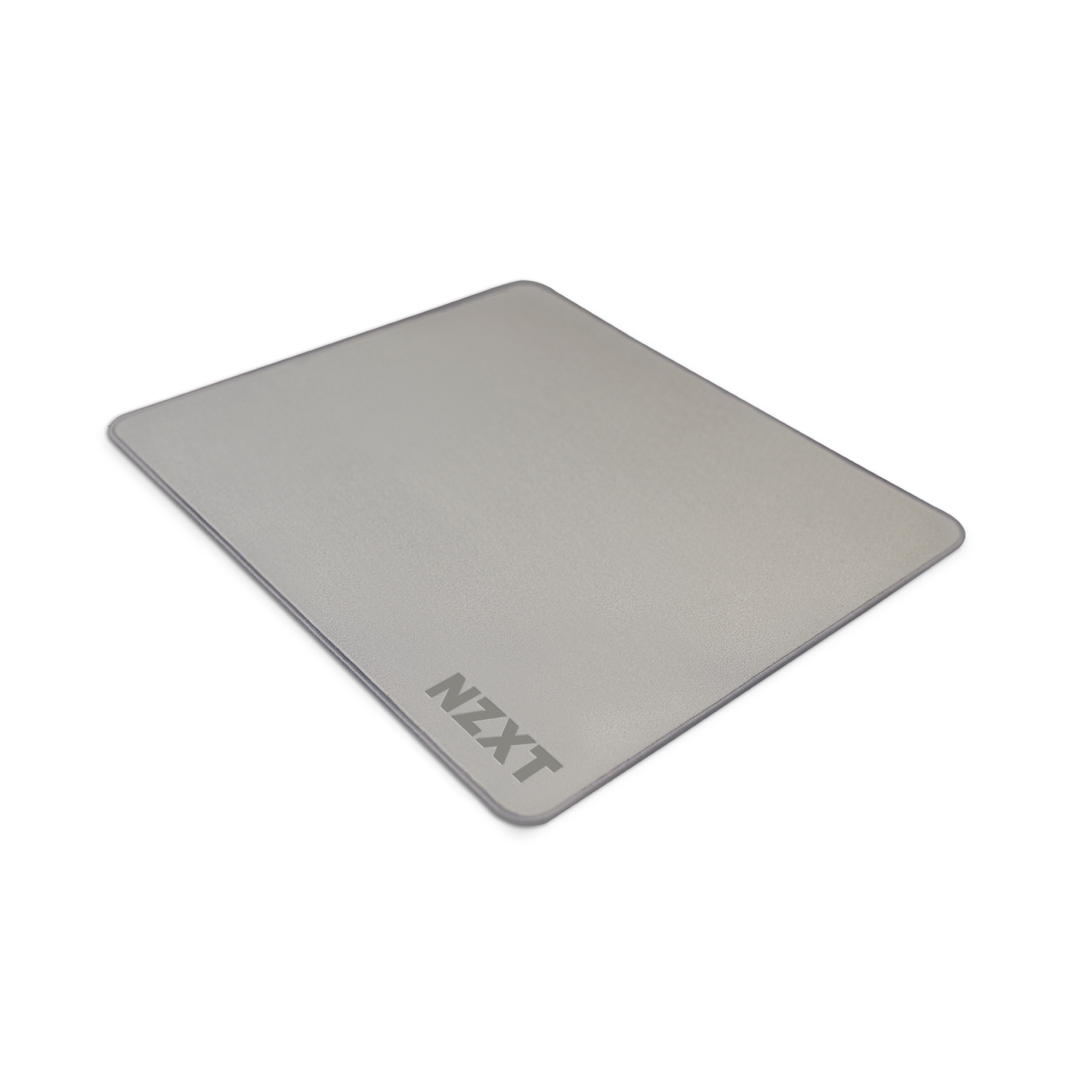 The NZXT MMP400 is a rectangular, light gray mousepad with a low-friction surface and the NZXT logo in black at the bottom left, shown on a plain white background.