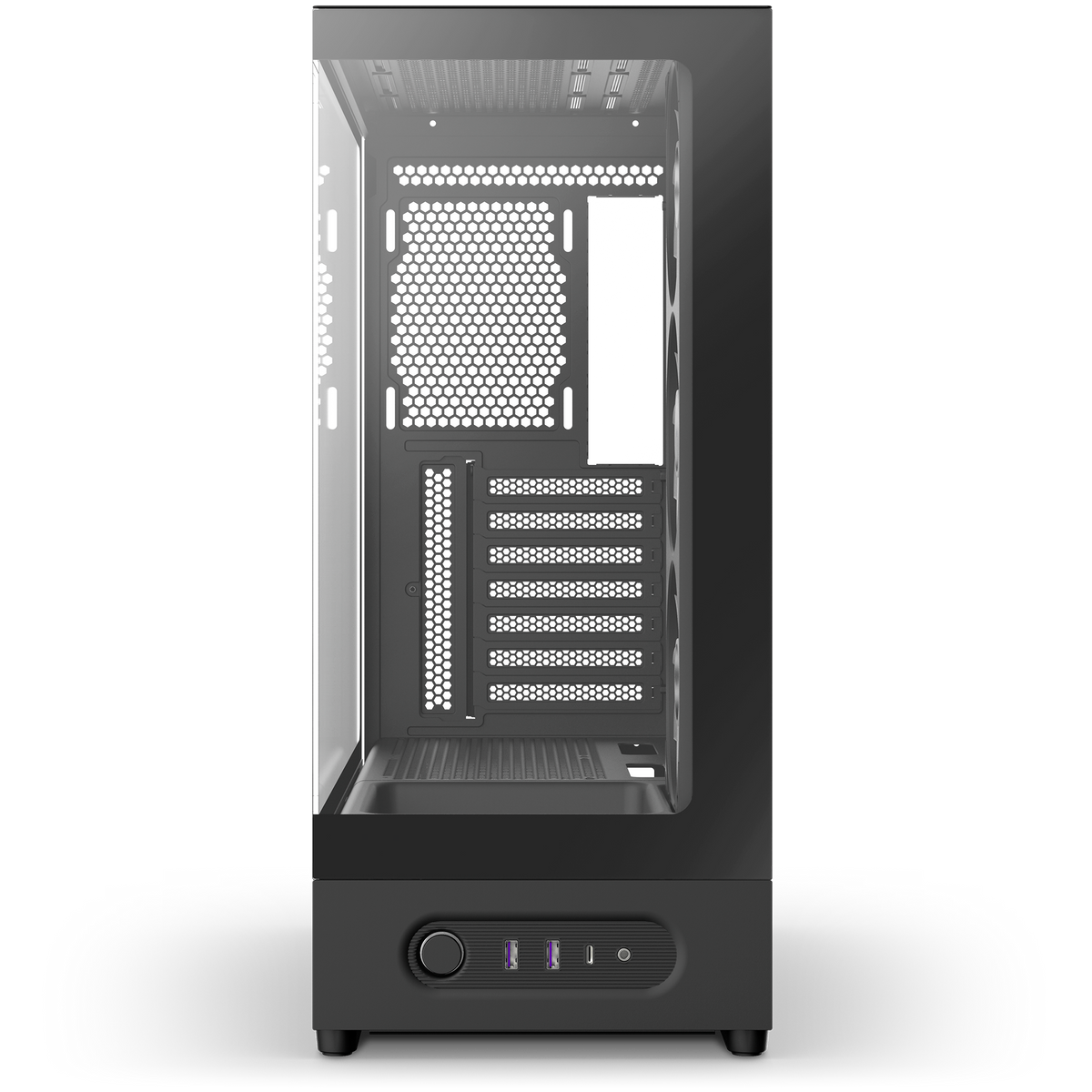 NZXT S5 RGB black, front tempered glass panel and stamped NZXT logo