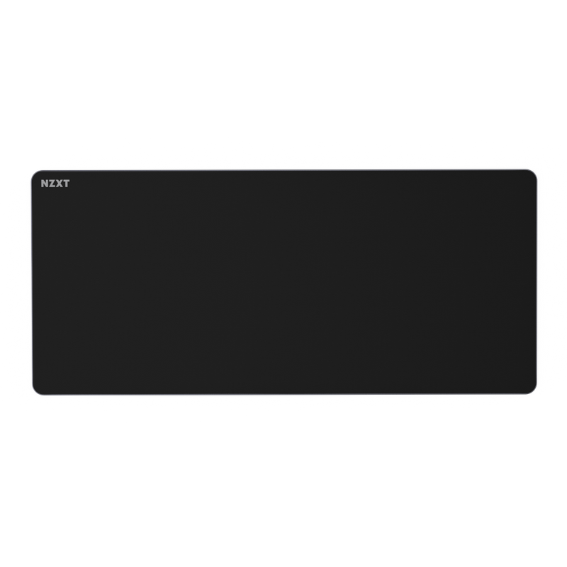 The NZXT Zone Elite (XXL) is a large, rectangular black mouse pad with rounded edges, low-profile stitching for durability, and an ultra-smooth surface for precise control. The NZXT logo appears in white text on the top left corner.