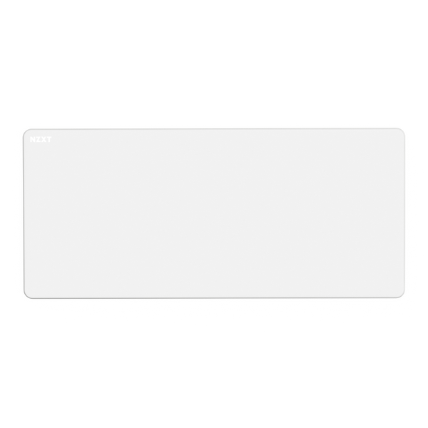 A large, rectangular, light gray card with rounded corners features NEXT in small white text at the top left. Reminiscent of an NZXT Zone 2XL mousepad, it casts a soft shadow for a subtle 3D effect on a white background.